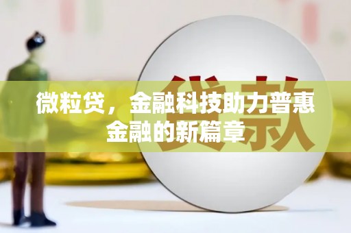 韶关微粒贷，金融科技助力普惠金融的新篇章