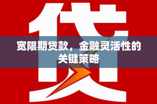 韶关宽限期贷款，金融灵活性的关键策略