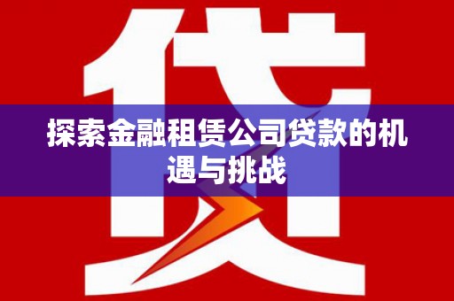 韶关探索金融租赁公司贷款的机遇与挑战