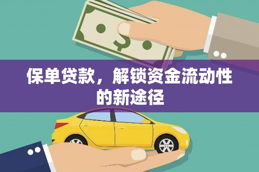 韶关保单贷款，解锁资金流动性的新途径