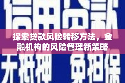 韶关探索贷款风险转移方法，金融机构的风险管理新策略