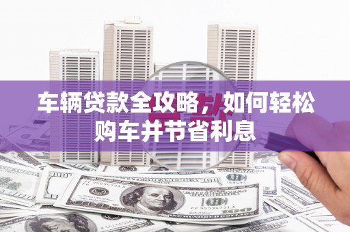 韶关车辆贷款全攻略，如何轻松购车并节省利息