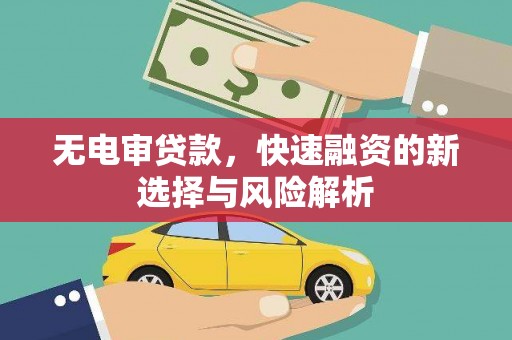 韶关无电审贷款，快速融资的新选择与风险解析