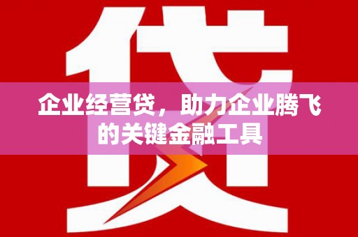 韶关企业经营贷，助力企业腾飞的关键金融工具