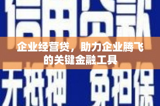 韶关企业经营贷，助力企业腾飞的关键金融工具