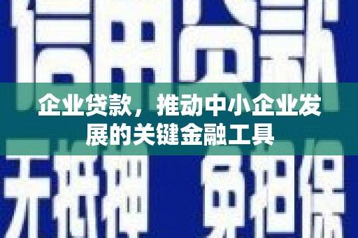韶关企业贷款，推动中小企业发展的关键金融工具