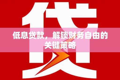韶关低息贷款，解锁财务自由的关键策略