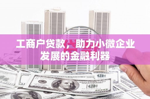 韶关工商户贷款，助力小微企业发展的金融利器