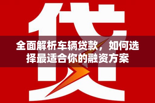 韶关全面解析车辆贷款，如何选择最适合你的融资方案
