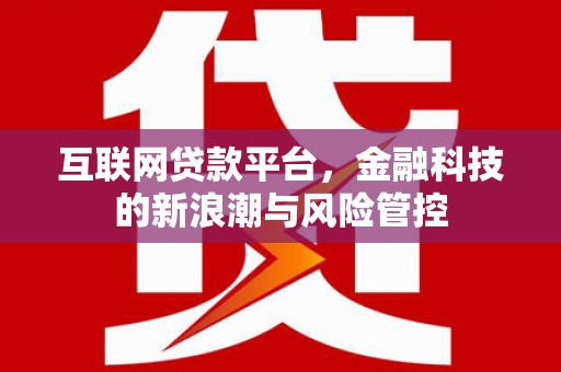 韶关互联网贷款平台，金融科技的新浪潮与风险管控